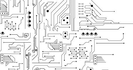 High tech technology geometric stock illustration. Circuit technology background with hi-tech digital data connection system and computer electronic design. 
