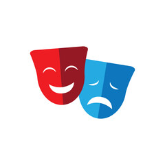 Set of Theater face mask icon, emotion actor comedy and drama symbol, festival sign vector illustration .