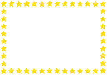 手描きのクレヨン素材　背景　星のフレーム