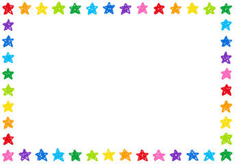 手描きのクレヨン素材　背景　星のフレーム