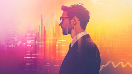 Innovative business strategy discussion urban setting digital art modern environment profile view growth concept