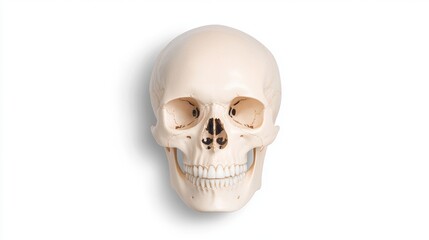 Obraz premium Detailed human skull model on white background highlighting anatomy structure