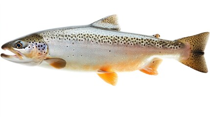 Obraz premium salmon, trout, steak, slice of fresh raw fish, isolated on white background, clipping path, full depth of field