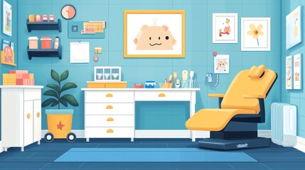 Child's playful doctor's office interior.