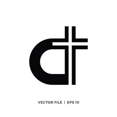 Simple logo design cross lowercase letter D