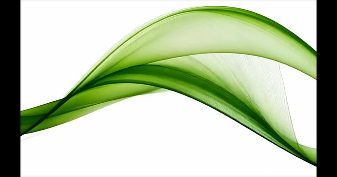 Green wave abstract flowing design, white background, website banner