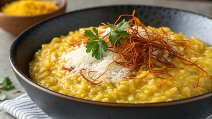 Savoring risotto alla milanese with saffron a culinary journey through milan italian cuisine food artistry gourmet experience