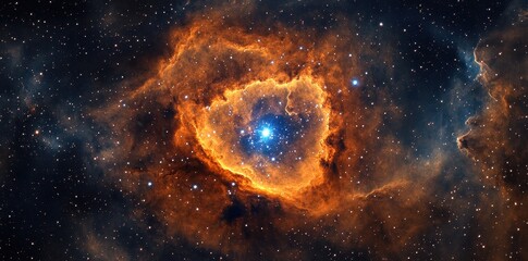 Obraz premium Fiery Heart Nebula Cosmic Dust and Stars