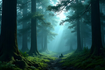 Fototapeta premium misty morning in the forest