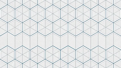 Fototapeta premium Abstract Hexagonal Geometric Line Art Pattern Design Seamless Repeat