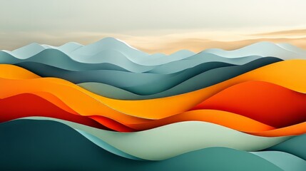 Naklejka premium Abstract layered paper landscape
