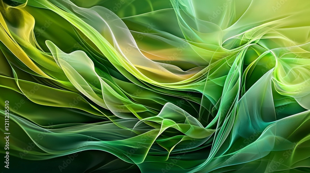 Aufkleber abstract layers of green softly spreading and blending nature digital art calm environment close-up 