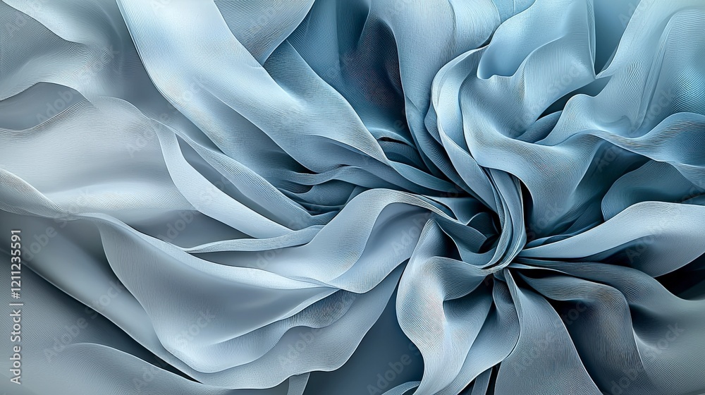 Poster Abstract layers of muted gray tones expanding and smoothing art studio digital artwork indoor setting close-up view