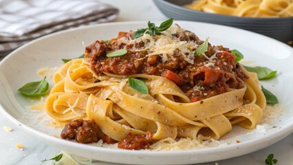 Savoring tagliatelle bolognese a culinary journey through italy's rich meat sauce home kitchen gourmet recipe warm ambiance flavorful experience