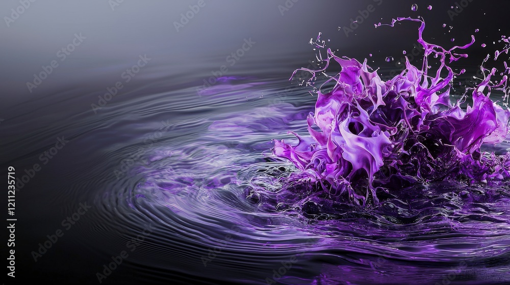 Aufkleber captivating purple ripple splash art abstract photography studio environment close-up fluid motion c