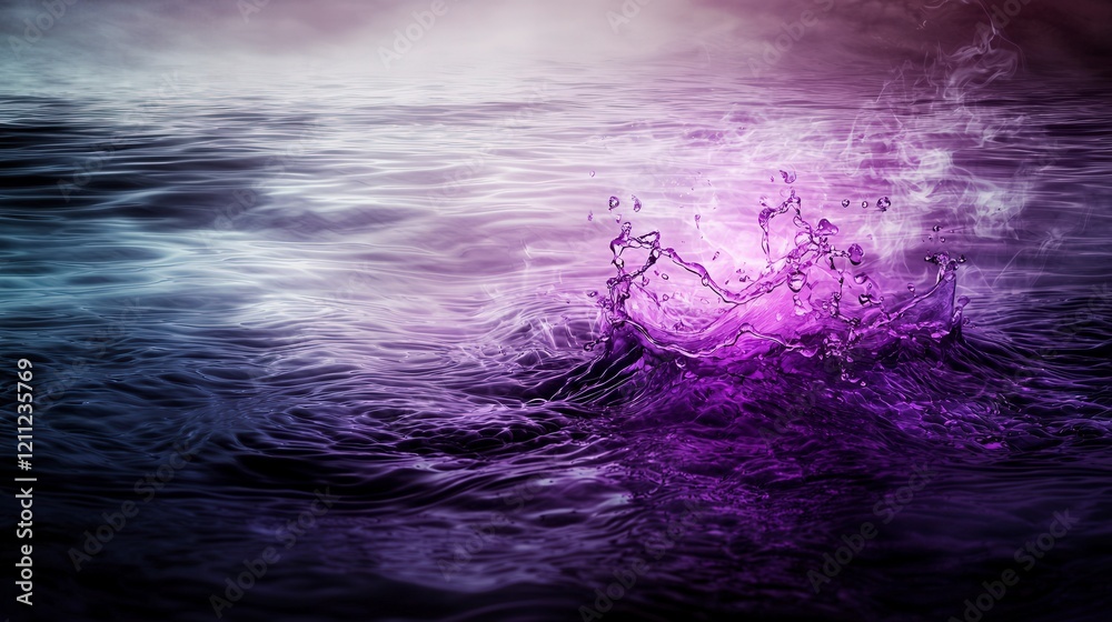 Poster abstract purple ripples shifting in subtle rhythms water surface digital art tranquil environment ae