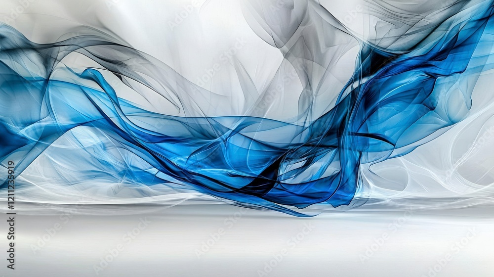 Aufkleber Dynamic blue and gray abstract streaks digital art design smooth flow modern aesthetic artistic viewpoint