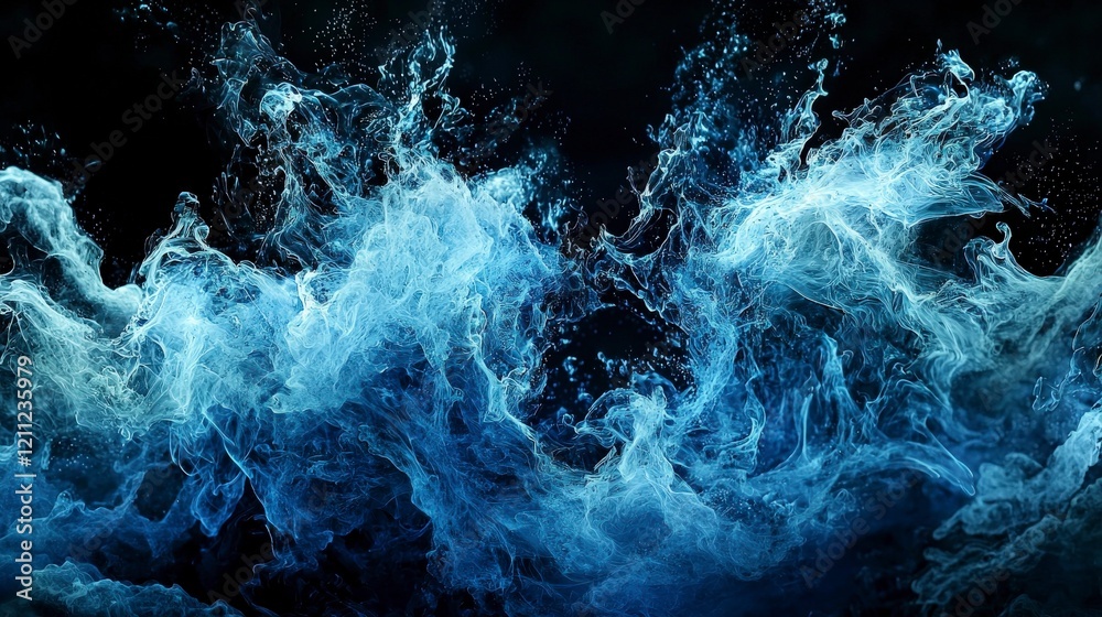 Aufkleber dynamic waves of dark blue symphony abstract art digital design creative studio aesthetic view visua