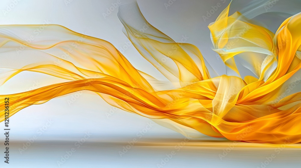 Poster dynamic abstract light trails of yellow tones contemporary art digital design minimalist style abstr