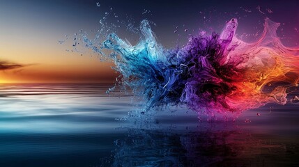 Fototapeta premium Dynamic fluid abstract patterns serene water surface digital art vivid colors aesthetic viewpoint creative expression
