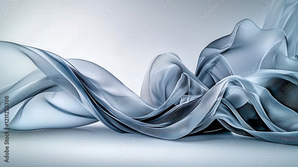 Aufkleber delicate gray curves flowing gracefully in minimalist studio abstract art soft lighting elegant comp