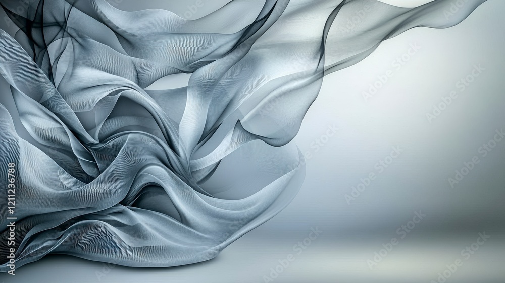Aufkleber delicate gray curves meandering in a soft abstract composition digital art calm environment aestheti