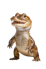 Fototapeta premium A crocodile standing majestically, isolate on white background, showcasing its textured skin and powerful stance. cutout png