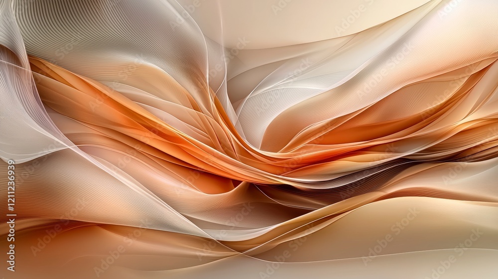 Leinwandbilder Delicate waves of soft brown hues creating tranquil abstract art studio setting digital composition aesthetic view serenity