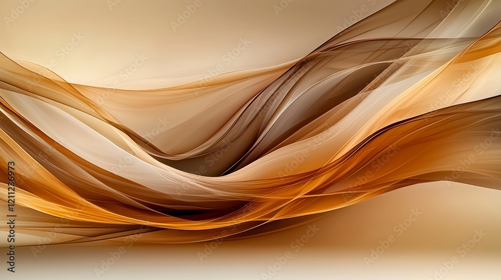 Poster Tranquil delicate waves of soft brown hues abstract art digital creation serene environment close-up calm concept