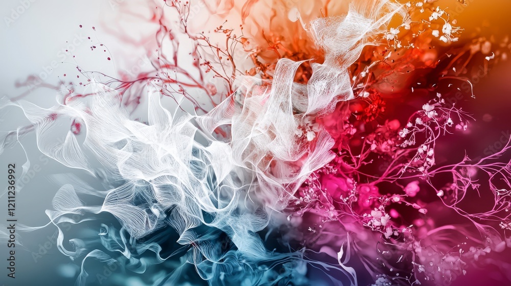 Aufkleber dynamic color explosion with delicate white strokes abstract concept digital art vivid background ar