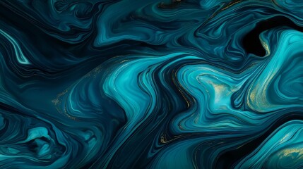 Obraz premium Abstract teal and gold swirls