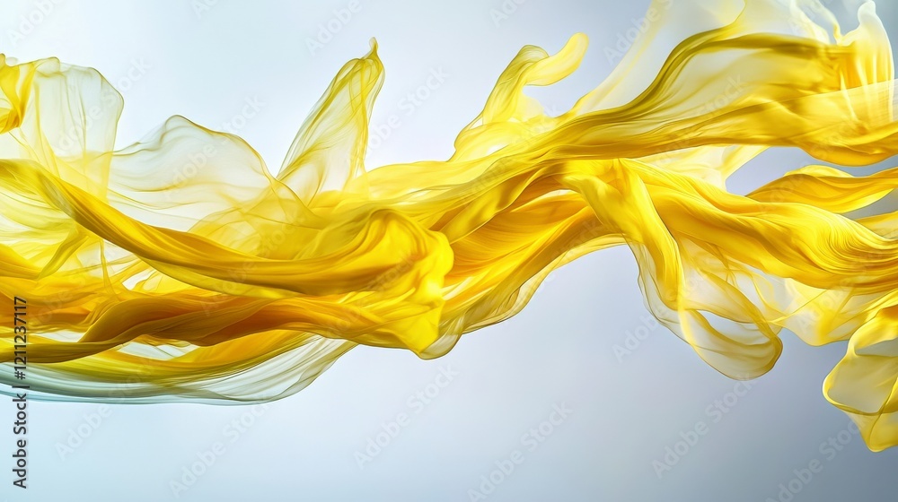 Aufkleber delicate yellow streaks flowing softly across a pale background abstract art minimalist design artis