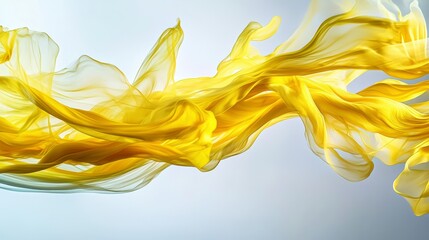 Delicate yellow streaks flowing softly across a pale background abstract art minimalist design artistic expression