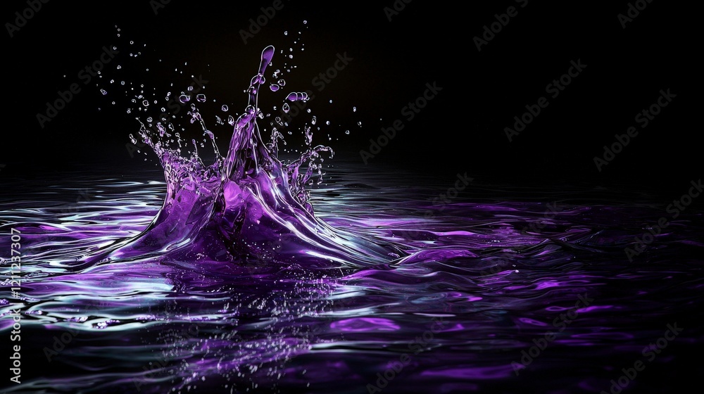 Aufkleber Dynamic purple ripples create striking visuals black background water splash artistic representation close-up motion