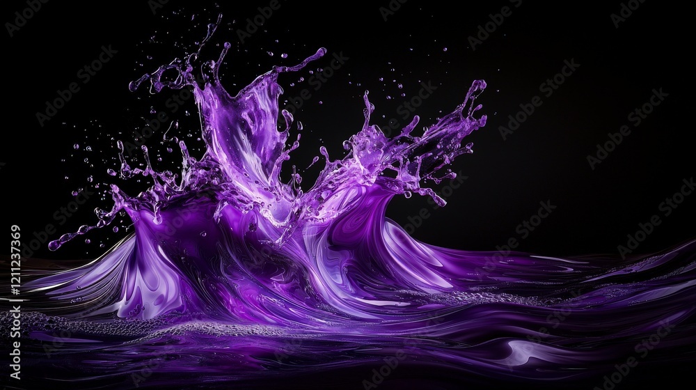 Poster dynamic purple ripples creating artistic waves black background abstract photography studio environm