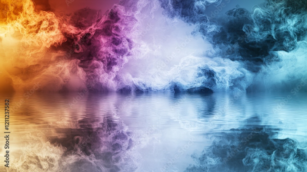 Poster Ethereal vaporlike color patterns abstract art digital creation calm environment aerial view surreal concept