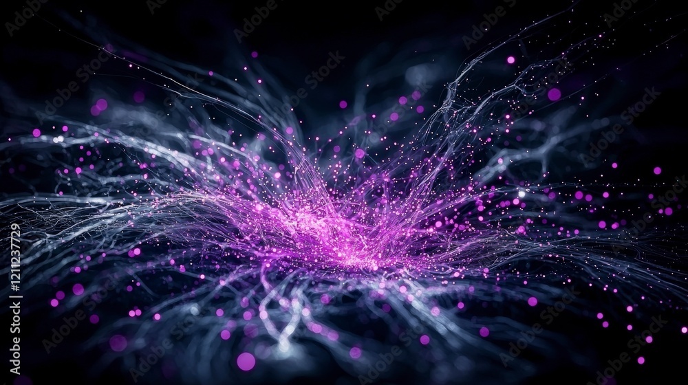 Poster faint purple lights dancing on a dark canvas abstract art digital creation vibrant atmosphere close-
