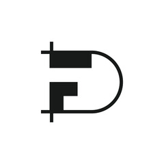 Simple logo with initials FD DF with sketch lines