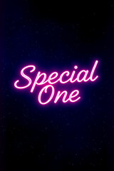 AI generative. Text greeting of special one with light glow effect on blue dusk background. 1