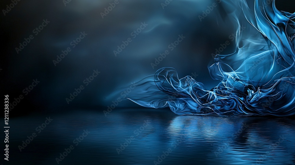Poster indigo hues flowing softly over neutral background abstract art digital design artistic environment 