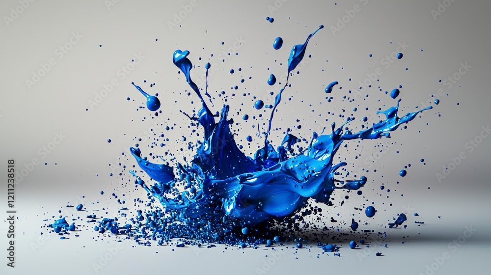 Leinwandbilder dynamic blue paint splashing chaos studio setting artistic photography high-resolution abstract conc