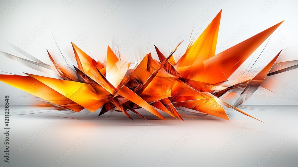 Leinwandbilder Dynamic orange angular shapes piercing through minimalistic space abstract art digital design environment artistic vision