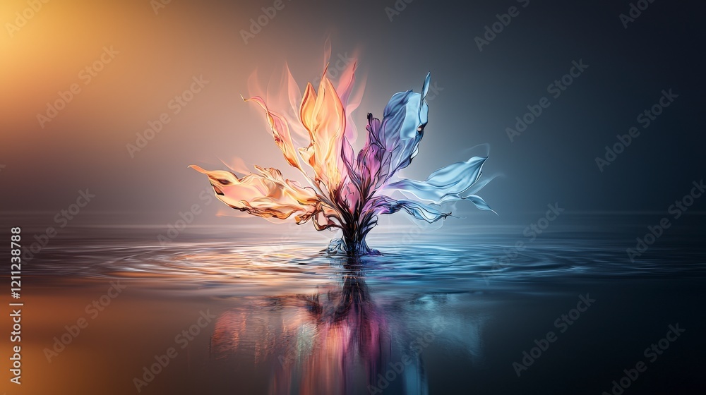 Poster vibrant colorful blooming art abstract canvas digital artwork soft gradient environment artistic per