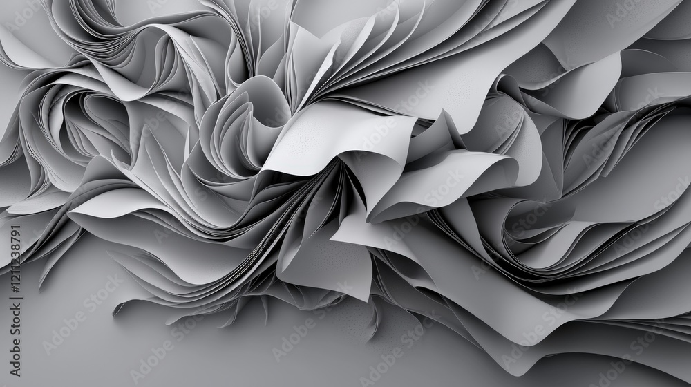 Fototapete abstract soft gray lines flowing gracefully in dynamic patterns modern art installation indoor space