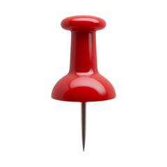 Red Push Pin with Silver Metal Base on Transparent Background