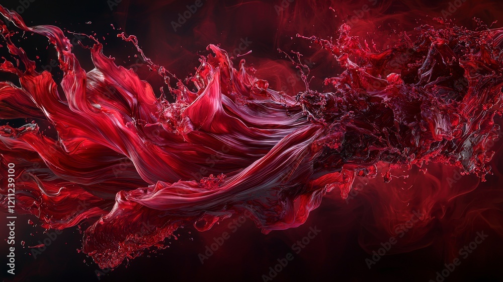 Aufkleber Dynamic fluid motion of deep red tones abstract art digital creation studio environment artistic viewpoint visual concept