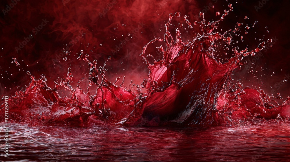 Aufkleber dynamic splash of deep red liquid artistic studio high-contrast image dramatic lighting close-up per