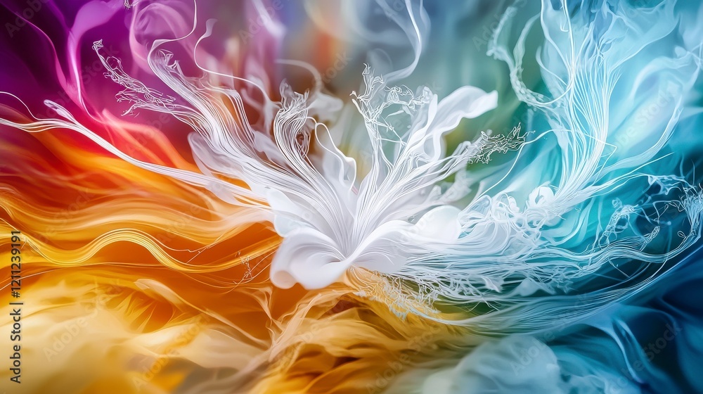 Aufkleber Vibrant environment of abstract art colorful swirls and delicate lines in a dynamic digital creation perspective