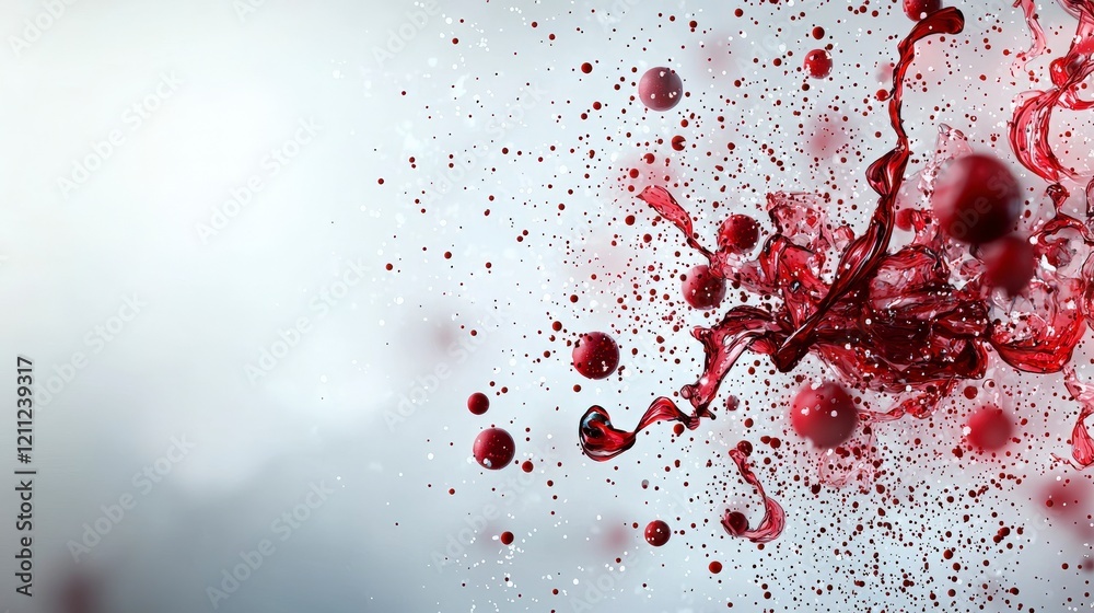 Aufkleber Dynamic red splashes on soft background abstract art digital creation artistic environment close-up view creative concept