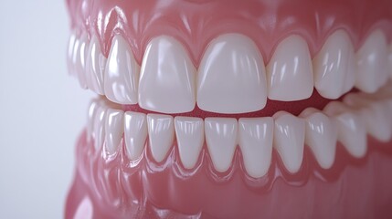 Obraz premium 70.A 3D-rendered image of a patient's smile makeover process using advanced digital tools for tooth alignment in cosmetic dentistry. The image emphasizes the design of laminate veneers and crowns for